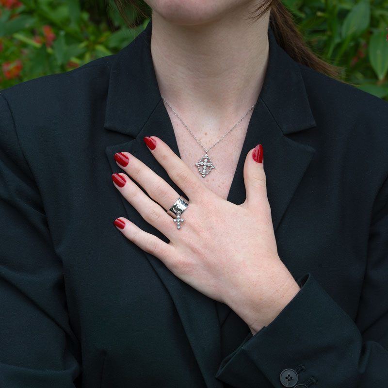 Parure BagueEmy CollierCourtAcier Argent