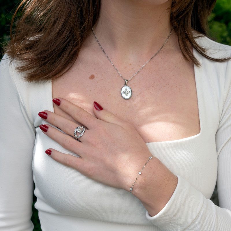 Parure BagueLaly BraceletChainePierre Collier24 0119 Argent