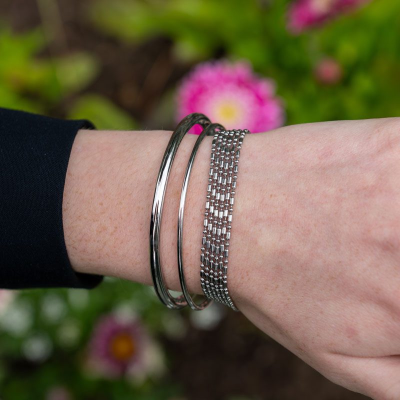 Parure BraceletChaineMultiRang BraceletDoubleJonc Argent