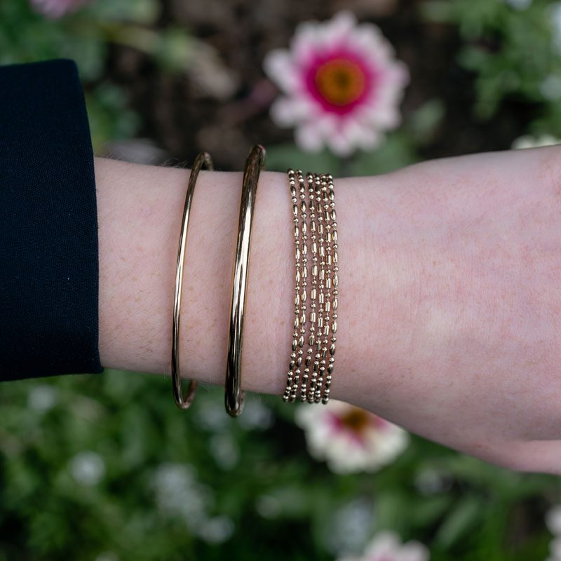 Parure BraceletChaineMultiRang BraceletDoubleJonc OR