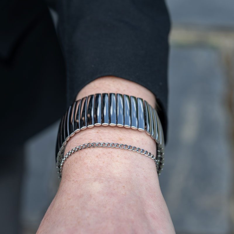 Parure BraceletMaille BraceletJoncLarge Argent
