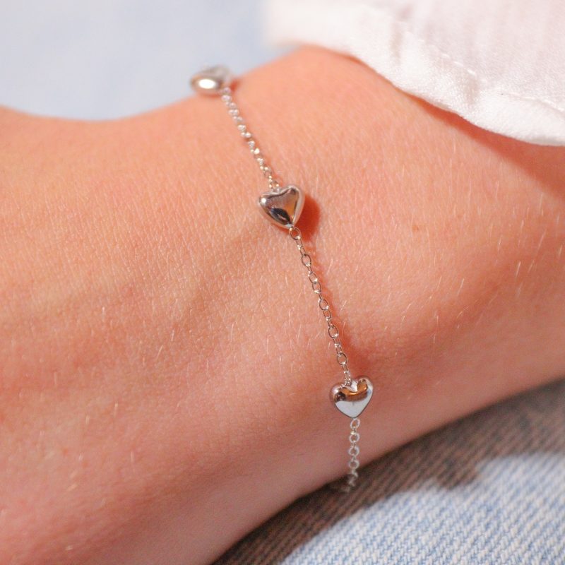 Bracelet cœur argenté Achéry bijoux en acier inoxydable